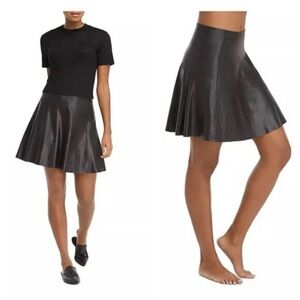 SPANX faux leather flouncy skirt black NWT